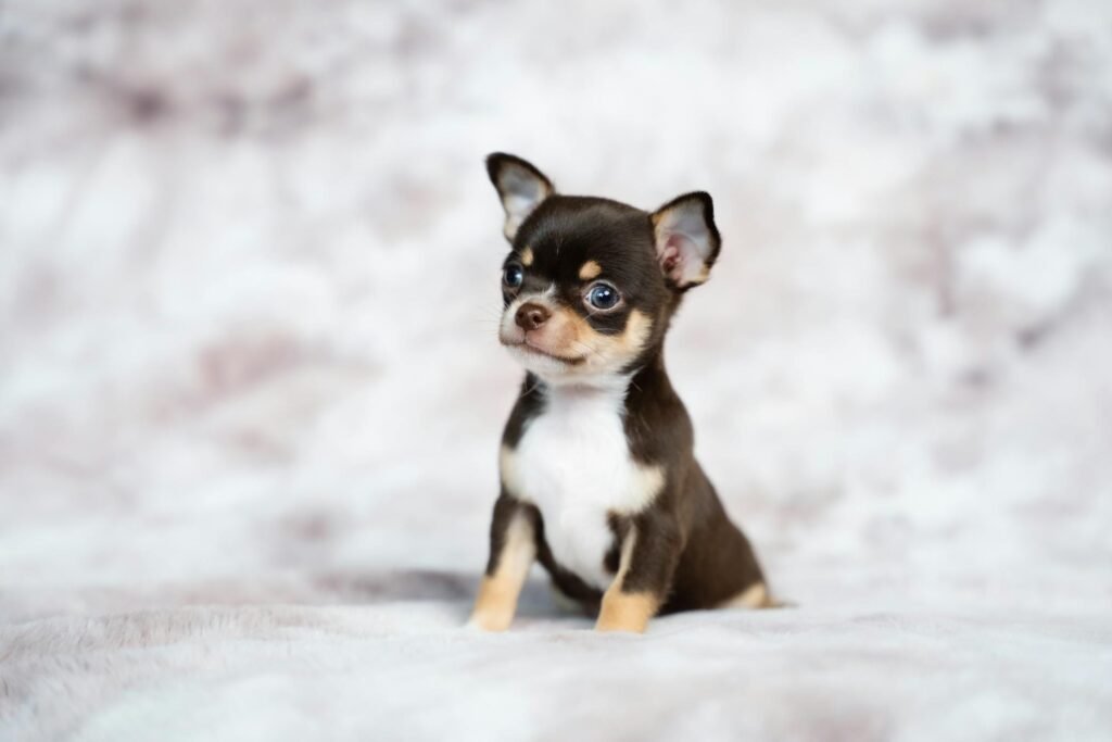 Filhote de cachorro Chihuahua marrom chocolate fofo